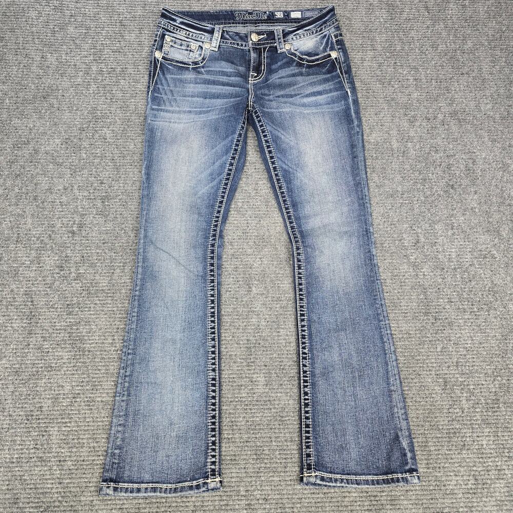Miss Me Signature Slim Boot Jeans Womens 28x31 Blue Distressed Embellished